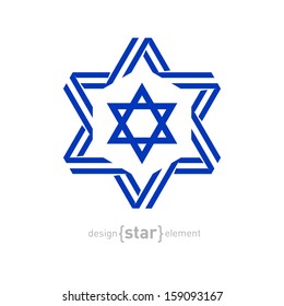 The monochrome vector star with Israel flag colors and symbols