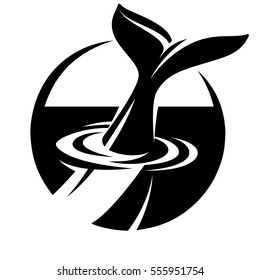 monochrome vector template for a logo with whale tail