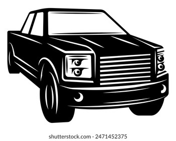 Monochrome Vektorgrafik Vorlage mit Kleintransporter. Isoliertes Bild.
