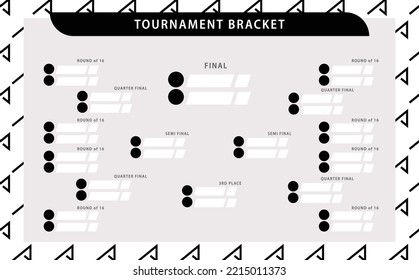 Soporte monocromo para torneos vectoriales con patrón de bandera de línea. Sencillos escenarios rotos en blanco y negro. Adecuado para el fútbol, bádminton, baloncesto y otros deportes.