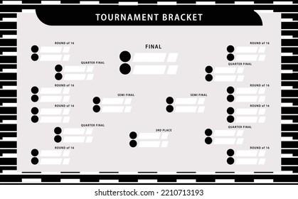 Soporte monocromo para torneos vectoriales. Sencillos escenarios rotos en blanco y negro. Adecuado para el fútbol, bádminton, baloncesto y otros deportes.