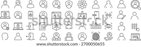 Monochrome Vector User Account Line Icon Set