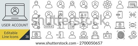 Monochrome Vector User Account Line Icon Set