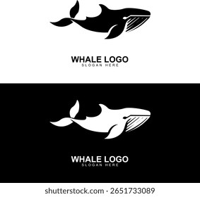 Monochrome Vector Whale Head Logo Design