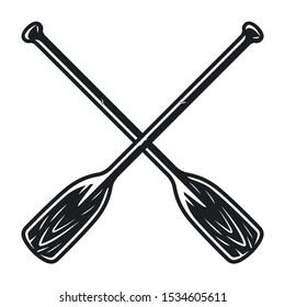 Monochrome vector wooden paddle for rowing