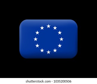 Monochrome Version European Union Flag. Matted Vector Icon and Button. Rectangular Shape with Rounded Corners