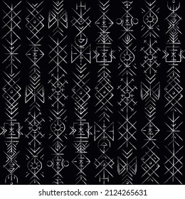 Monochrome viking vector seamless texture.