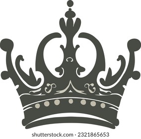 Monochrome vintage antique crown, Crown for king, royal luxury vintage crown for prince or emperor, Vector illustration 32