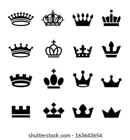 monochrome vintage antique crowns - icons and silhouettes