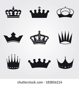 monochrome vintage antique crowns - icons and silhouettes 