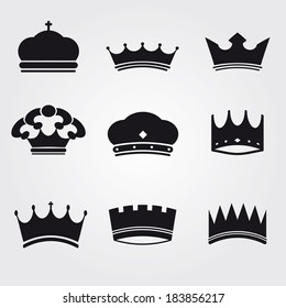 monochrome vintage antique crowns - icons and silhouettes 