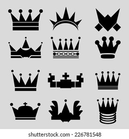 monochrome vintage antique crowns - icons and silhouettes