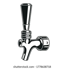 Monochrome Vintage Concept Of Beer Tap Isolated Vector Illustration