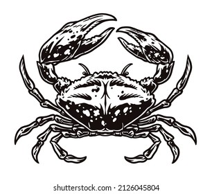 Monochrome vintage crab isolated on a white background vector illustration