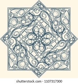 Monochrome vintage decorative ornate card
