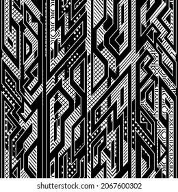 Monochrome vintage geometric seamless pattern.