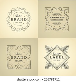 Monochrome vintage label set. Retro badge pack. Vector logo.