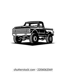 monochrome vintage pick up truck illustration logo vector