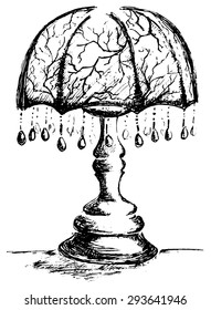 Monochrome vintage retro lamp sketched art vector