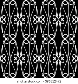 monochrome vintage seamless pattern on a black background