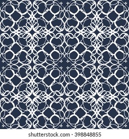 monochrome vintage seamless pattern on a black background