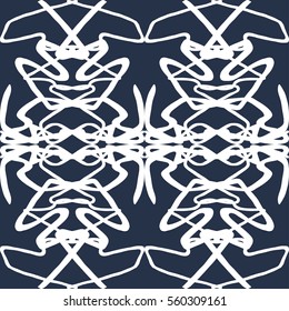 monochrome vintage seamless pattern on a black background