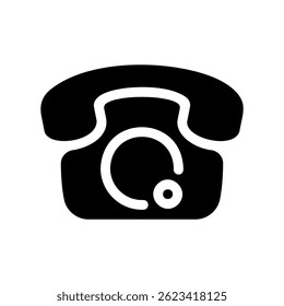 Monochrome Vintage Telephone Graphic for Communication Symbolism and Retro Tech