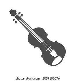 Monochrome violin icon vector illustration. Classical wooden strings musical instrument isolated on white. Musician sound acoustic orchestra performance. Melody music art creation. Antique fiddle