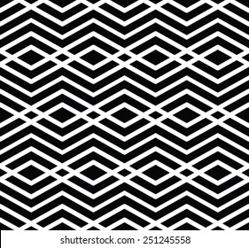 Monochrome visual abstract textured geometric seamless pattern. Symmetric black and white vector textile backdrop. Intertwine composition.