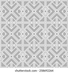 Monochrome visual abstract textured geometric seamless pattern. Symmetric black and white vector textile backdrop. 