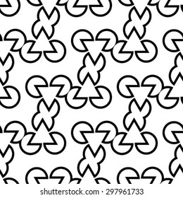 Monochrome visual abstract textured geometric seamless pattern. Symmetric black and white vector textile backdrop.