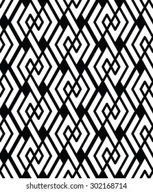 Monochrome visual abstract textured geometric seamless pattern. Symmetric black and white vector textile backdrop.