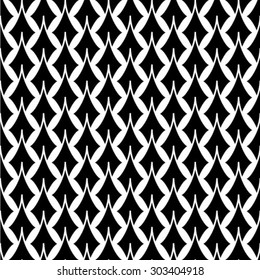 Monochrome visual abstract textured geometric seamless pattern. Symmetric black and white vector textile backdrop.