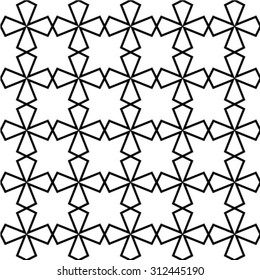 Monochrome visual abstract textured geometric seamless pattern. Symmetric black and white vector textile backdrop.