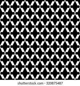 Monochrome visual abstract textured geometric seamless pattern. Symmetric black and white vector textile backdrop.
