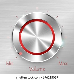 Monochrome volume button on metallic sheet background.