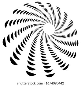 Forma volumétrica monocroma, vórtice. Elementos helix torcidos. Diseño de concepto de rotación, giro y giro