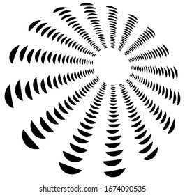Monochrome volute, vortex shapes. Twisted helix elements. Rotation, spin and twist concept design