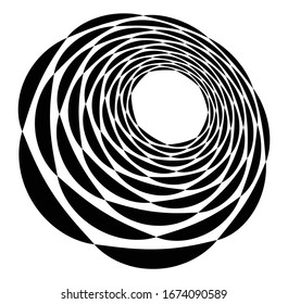 Monochrome volute, vortex shapes. Twisted helix elements. Rotation, spin and twist concept design