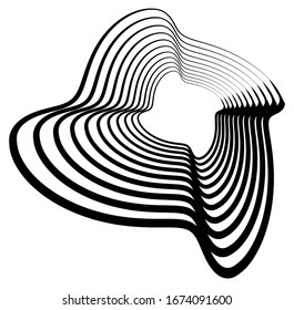 Forma volumétrica monocroma, vórtice. Elementos helix torcidos. Diseño de concepto de rotación, giro y giro
