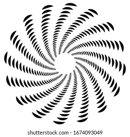 Monochrome volute, vortex shapes. Twisted helix elements. Rotation, spin and twist concept design