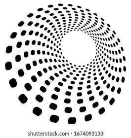 Monochrome volute, vortex shapes. Twisted helix elements. Rotation, spin and twist concept design