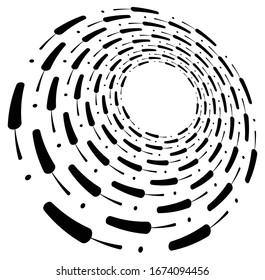 Monochrome volute, vortex shapes. Twisted helix elements. Rotation, spin and twist concept design