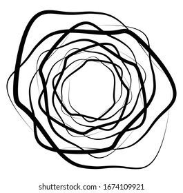 Monochrome volute, vortex shapes. Twisted helix elements. Rotation, spin and twist concept design