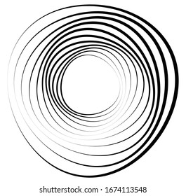 Monochrome volute, vortex shapes. Twisted helix elements. Rotation, spin and twist concept design