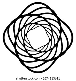 Monochrome volute, vortex shapes. Twisted helix elements. Rotation, spin and twist concept design