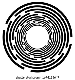 Monochrome volute, vortex shapes. Twisted helix elements. Rotation, spin and twist concept design