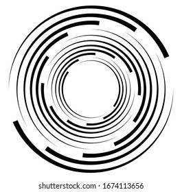 Monochrome volute, vortex shapes. Twisted helix elements. Rotation, spin and twist concept design