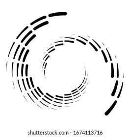 Monochrome volute, vortex shapes. Twisted helix elements. Rotation, spin and twist concept design