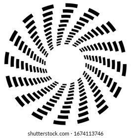 Monochrome volute, vortex shapes. Twisted helix elements. Rotation, spin and twist concept design